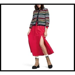 NWT La Ligne x Target Women Textured Stripe Cardigan Sweater Multi Color 1X NEW
